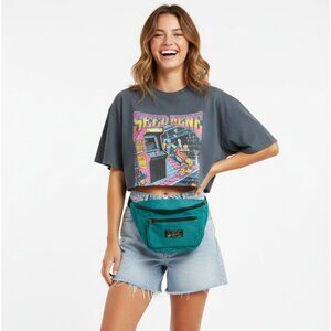 Vintage USA Large Fanny Pack Waist Belt Bag Travel Summer Retro 90s Y2K Green